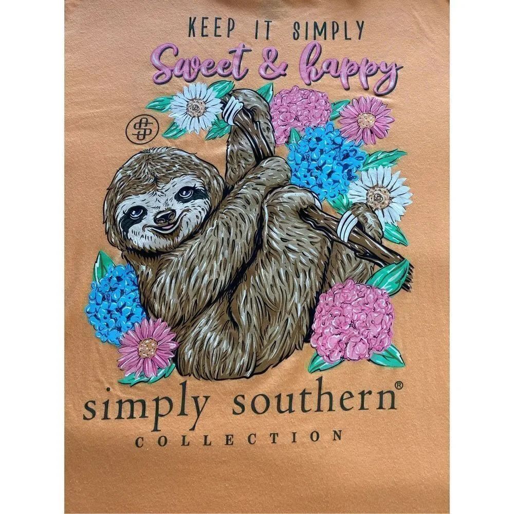 SIMPLY SOUTHERN MEDIUM KEEP IT SIMPLY SWEET & HAPPY SLOTH T-SHIRT - Picture 2 of 8